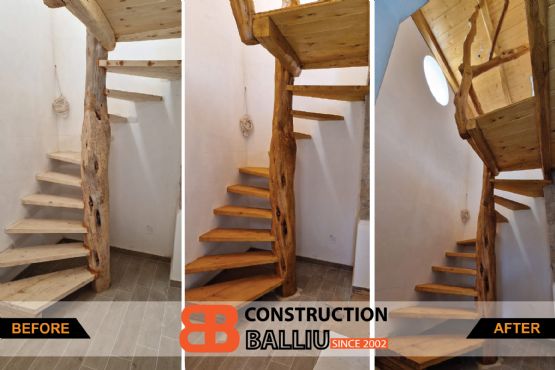 Craftsman for wooden stairs in the Cyclades, Milos, Work for traditional wooden stairs in the Cyclades, Milos Wooden stairs in the Triavasolo area, Handcrafted wooden stairs in the Cyclades, Milos